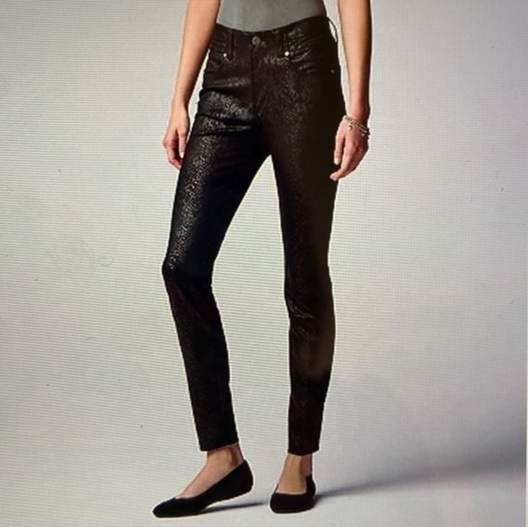 Simply Vera Vera Wang Skinny High Rise Snake Print Jeans Black Medium - Picture 2 of 12